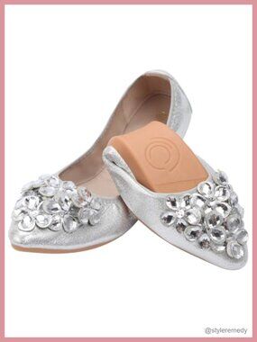 Rhinestone Ballet Flats Foldable Sparkly Wedding Ballerina Slip On Shoes